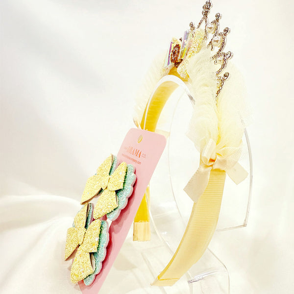Little Miss Sunshine Set – Glitter Hairband + Bow & Rainbow Clips