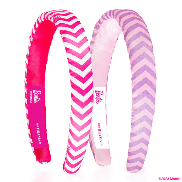 Barbie Chevron Satin Puff Hair Bands - Set of 2 - Lilac & Pink