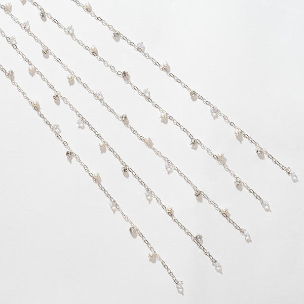 Sitara Crystal & Pearl Tassels - Parandi - Silver