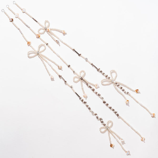 Diva Drapes Crystal & Pearl Tassels - Parandi - White