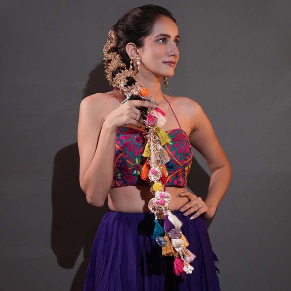 Handcrafted bridal parandi with silk tassels and ghungroo for mehendi, haldi and sangeet looks