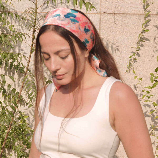 Abstract Bandana Scarf - Peach