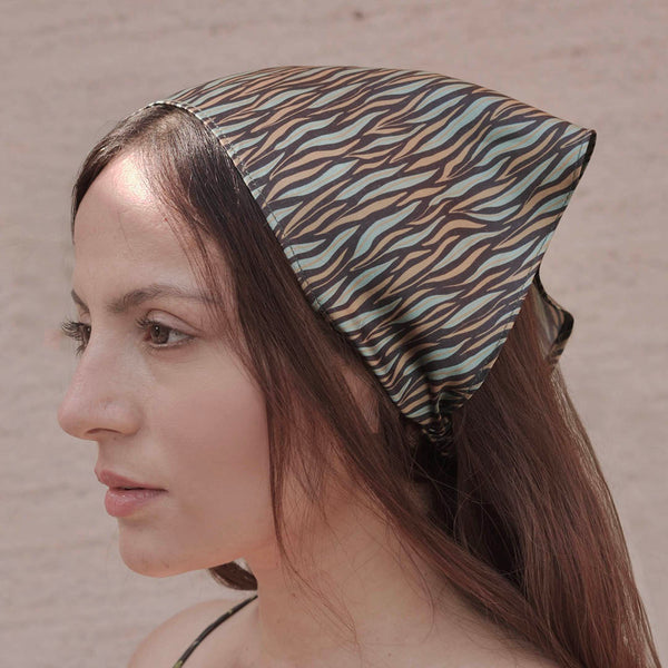Zebra Patterned Headscarf - Green