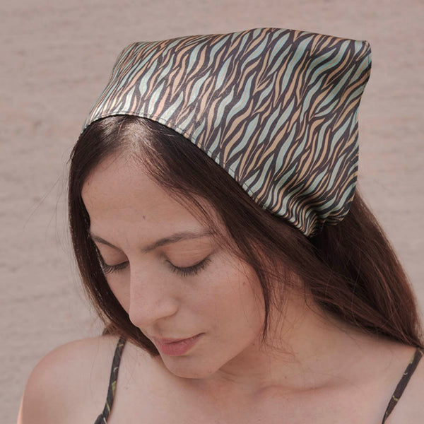 Zebra Patterned Headscarf - Green