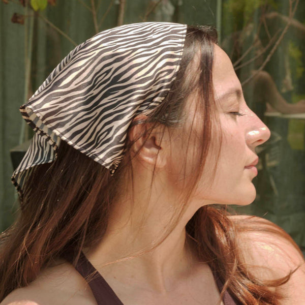 Zebra Patterned Headscarf - Brown