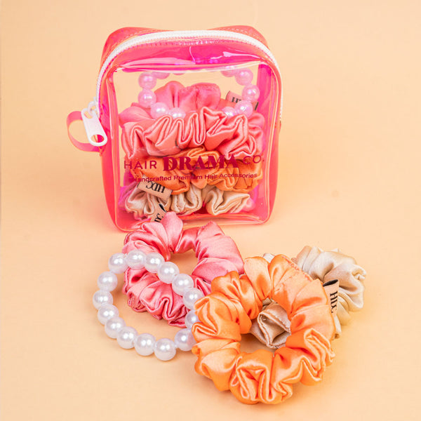 Luxury Scrunchies Set Of 4 With Free Pouch - Pastels