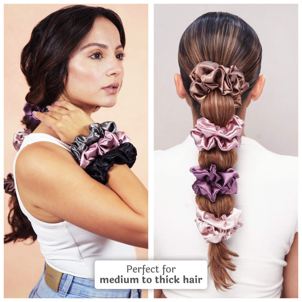 Pastel Silk Satin Scrunchies- Set of 6