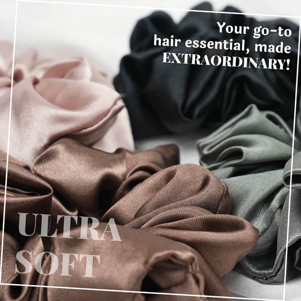 Pastel Silk Satin Scrunchies- Set of 6