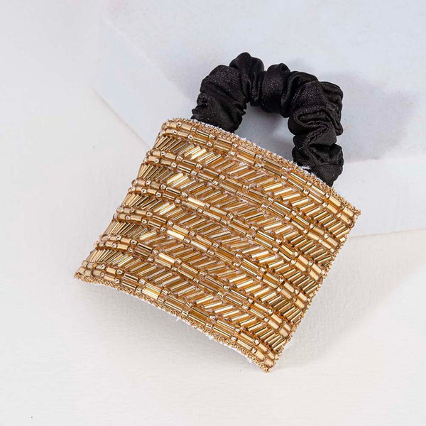 Embellished Ponytail Holder - Gold