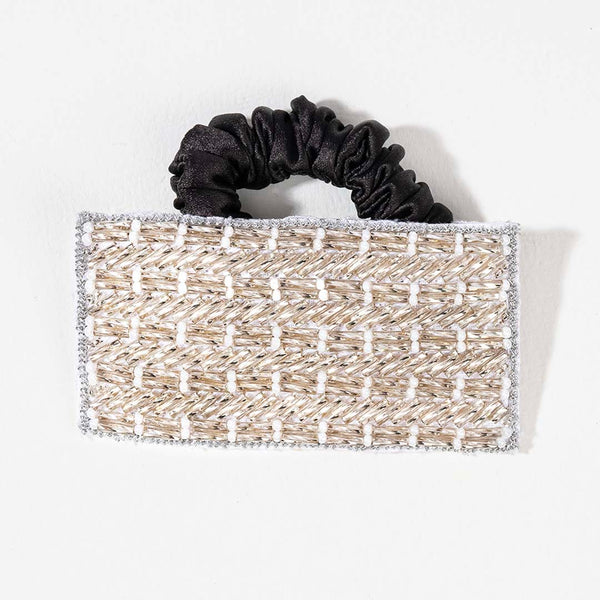 Embellished Ponytail Holder - Silver