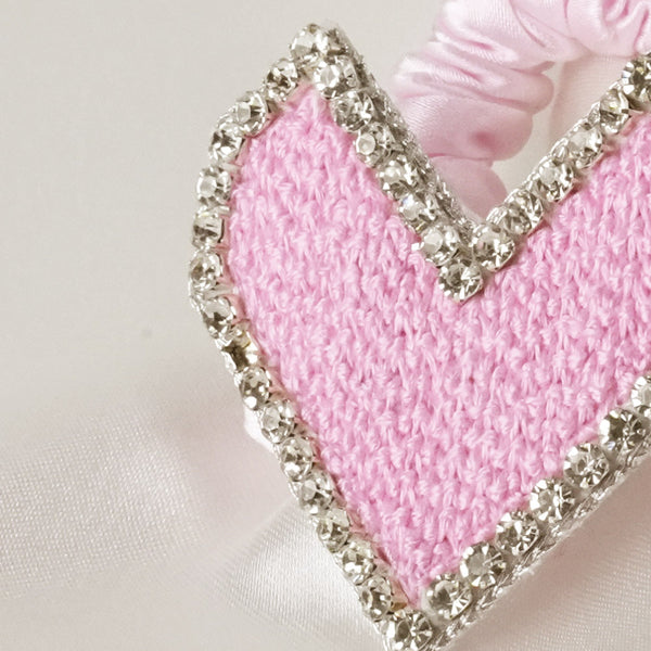 Embellished Heart Ponytail Holder - Pink