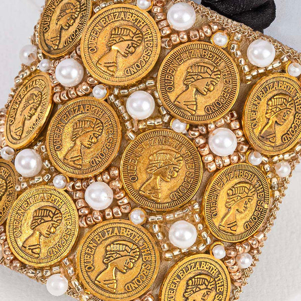 Embellished Coin Ponytail Holder - Gold