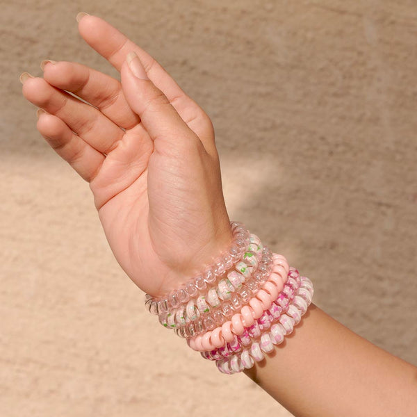 Tangle-Free Spiral Hair Ties - Set of 6 - Peach