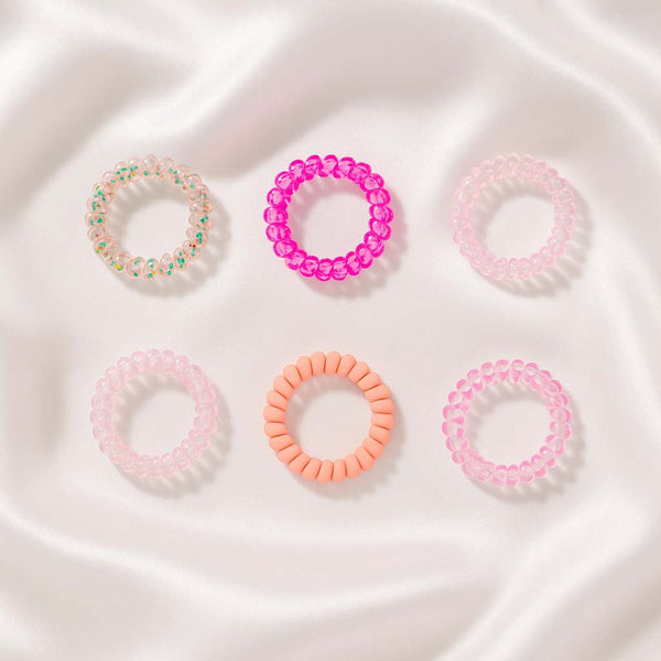 Tangle-Free Spiral Hair Ties - Set of 6 - Peach