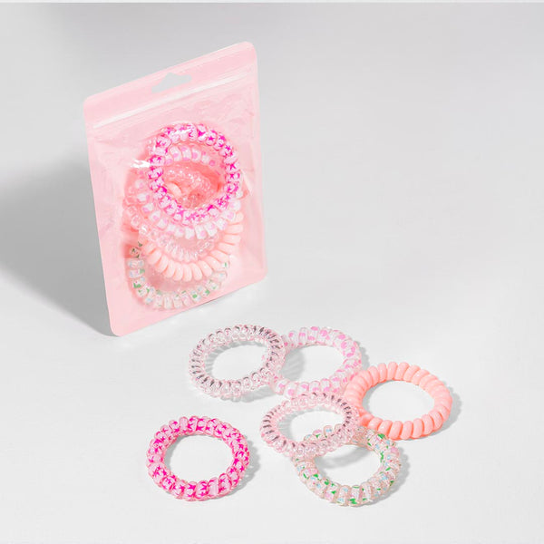 Tangle-Free Spiral Hair Ties - Set of 6 - Peach