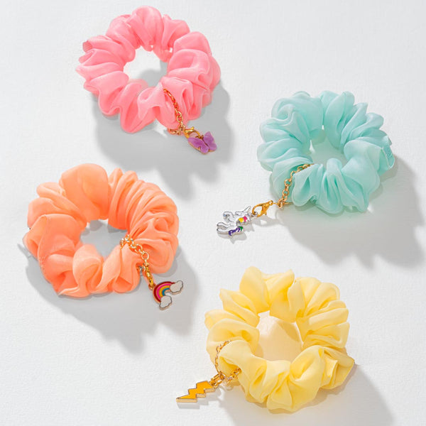 Charm-ed Organza Scrunchies - Set of 4 - Multi