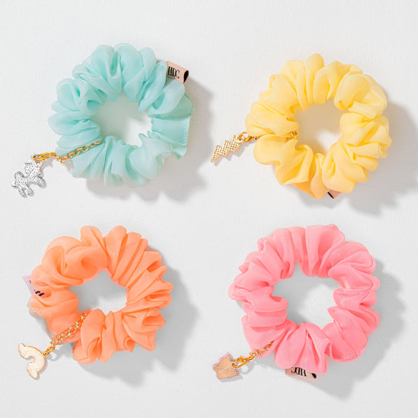 Charm-ed Organza Scrunchies - Set of 4 - Multi