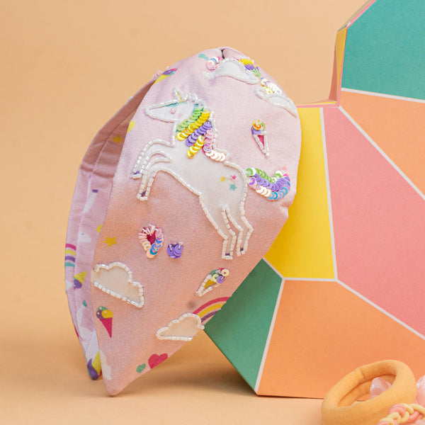 Multi Unicorn Gift Box with 1 Knotted Hair Band, 2 Sequins Hair Pins & 3 Hair Ties