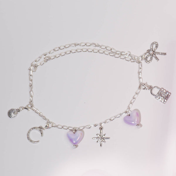 45 Pieces Lilac Dreams DIY Gift Box with 1 Detangling Hair Brush, 12 Charms, 3 Flower Claw Clips, Holographic Pouch & more - Purple