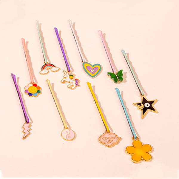 Rainbow Barbie Gift Box with 2 Crystal Hair Bands, 6 Flower Claw Clips & 10 Charm-ed Hair Pins - Multi