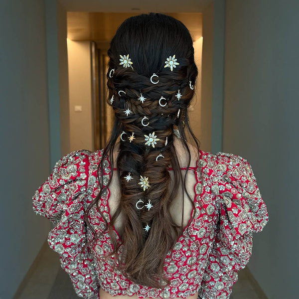 Set of 6 Celestia Crystal Hair Pins - Gold