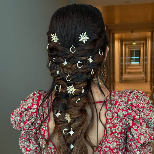 Set of 6 Celestia Crystal Hair Pins - Gold