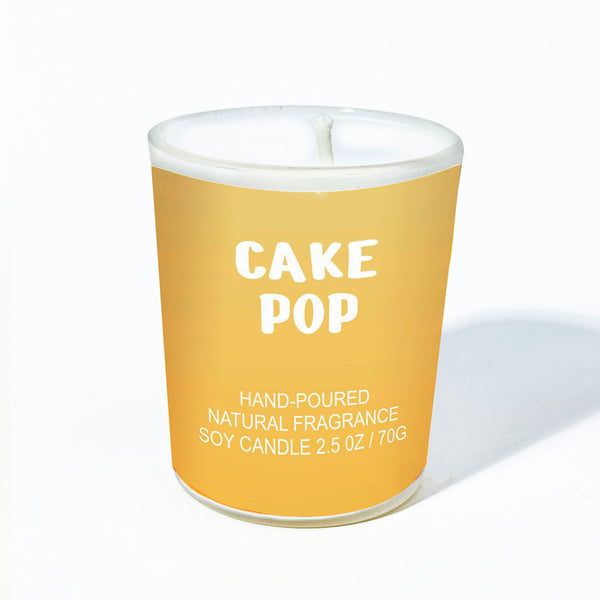 Yellow container labeled 'Hair Drama Cake Pop' on a white background