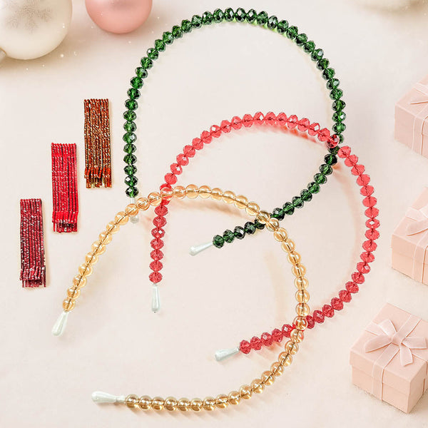 Christmas Glam Hair Accessories Gift Set – 3 Crystal Hairbands & 24 Glitter Pins