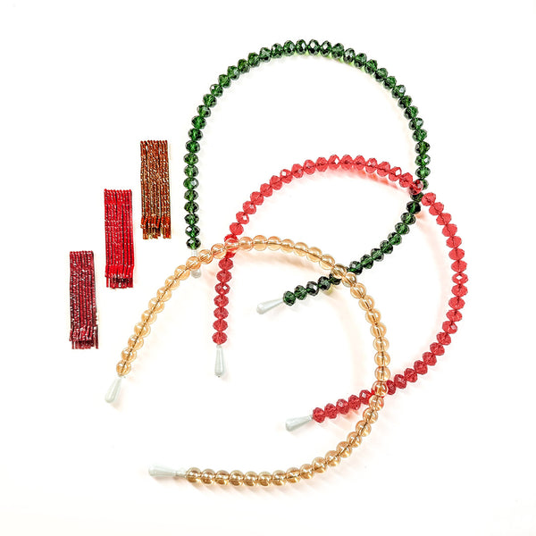 Christmas Glam Hair Accessories Gift Set – 3 Crystal Hairbands & 24 Glitter Pins