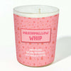 Candle with a pink label reading 'Marshmallow Whip' on a white background