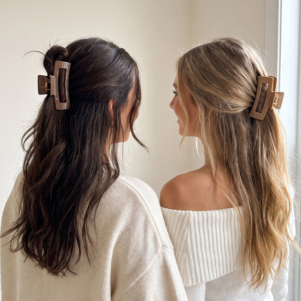 Mochi Jelly Claw Clips - Set of 2 - Beige & Brown