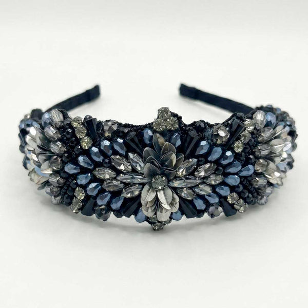 FLORAL PATTERN WITH CRYSTAL AND BEAD- HEADBAND