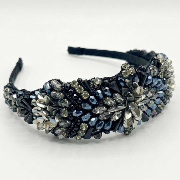 FLORAL PATTERN WITH CRYSTAL AND BEAD- HEADBAND