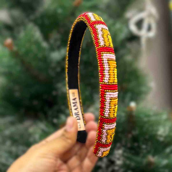 GEOMATRICMULTI COLOR BEADED HAIRBAND