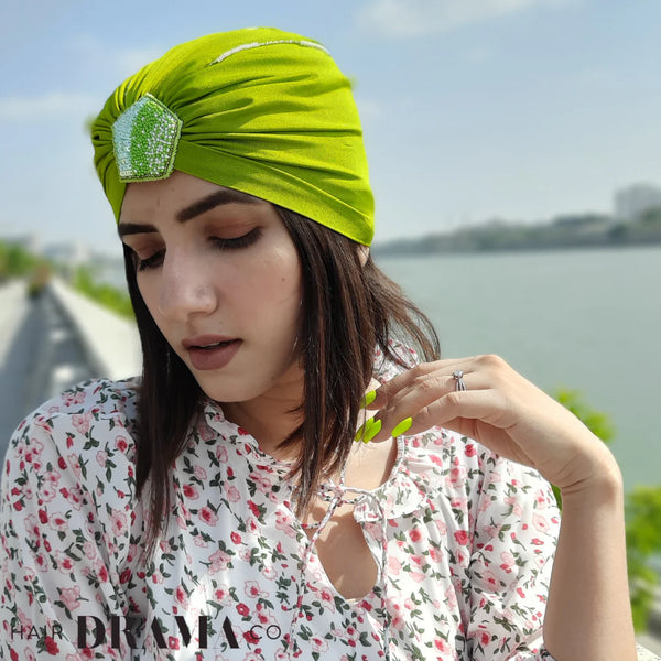Embellished Turban - Lime Green