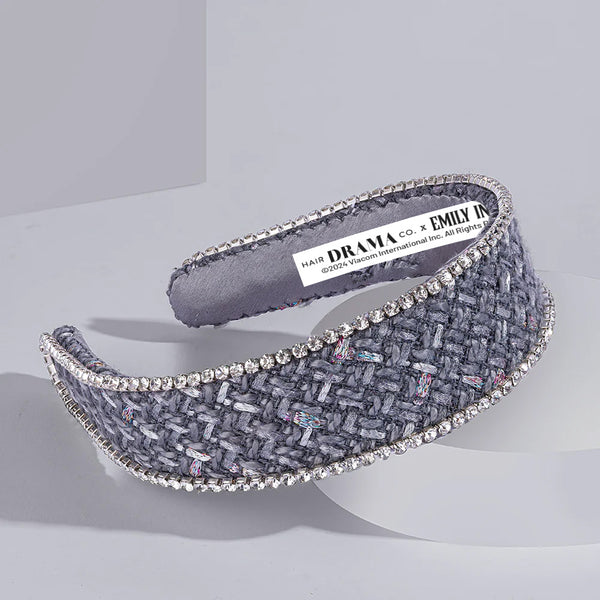 HDC x Emily in Paris Grey Tweed Crystal Flat Hair Band