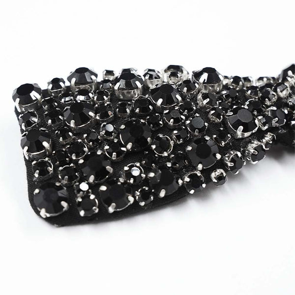 Embellished Crystal Hair Bow Alligator Clip - Black