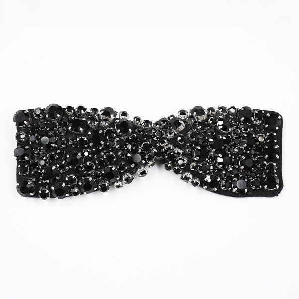 Embellished Crystal Hair Bow Alligator Clip - Black