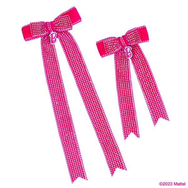 Barbie Crystal Hair Bows with Barbie Charm - Hot Pink
