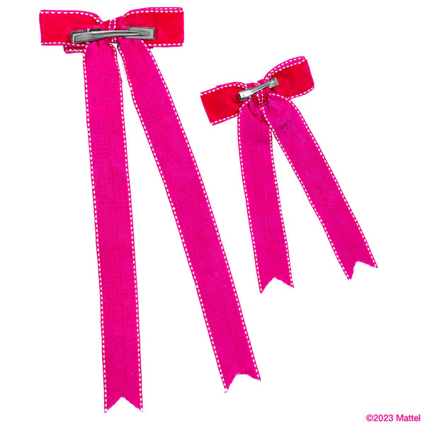 Barbie Crystal Hair Bows with Barbie Charm - Hot Pink