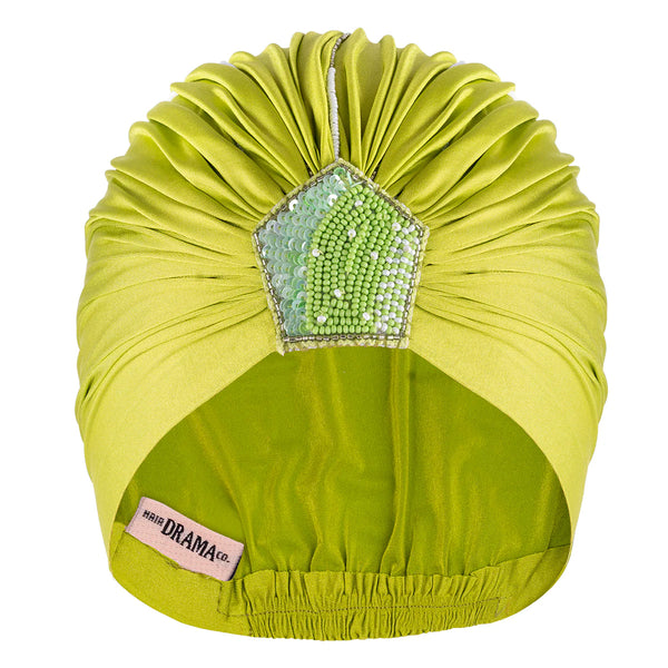 Bahamas Vacay Gift Box with 1 Embroidered Knotted Hair Band, 1 Embellished Turban & 3 Hair Pins - Green