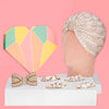 Bling Gift Box with 1 Crystal Turban, 1 Embellished Hair Bow and 4 Embroidered Hair Pins- Gold