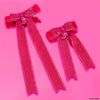 Barbie Crystal Hair Bows with Barbie Charm - Hot Pink