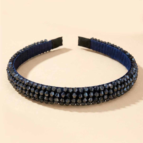 Crystal Beaded Hair Band - Navy Blue