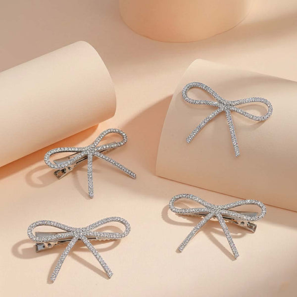 Holographic Crystal Hair Bows Alligator Clip - Set of 4
