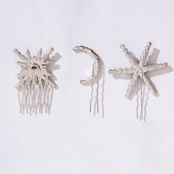 Set of 3 Celestia Crystal Hair Pins - Silver