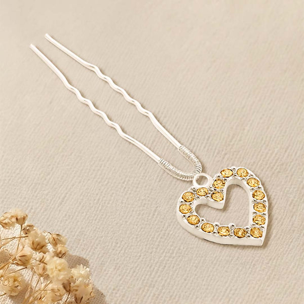 Crystal Heart U Pin - Gold