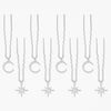 8-piece celestial hair pin set with tiny stars moons styling a romantic wedding guest hairstyle