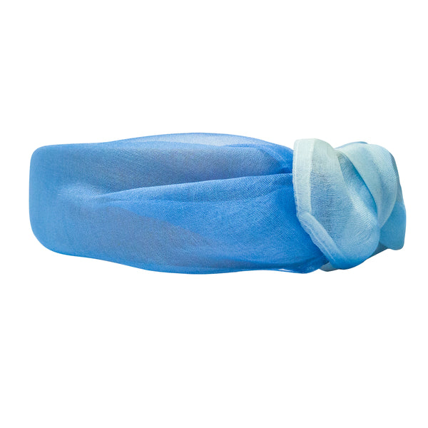Organza Knotted Headband- Blue Shaded