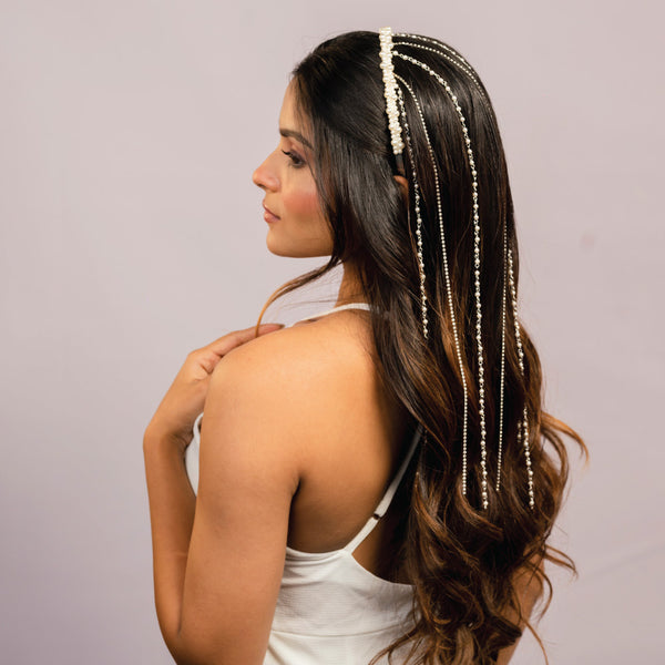 Tassel Pearl Hair Band - Off-White
